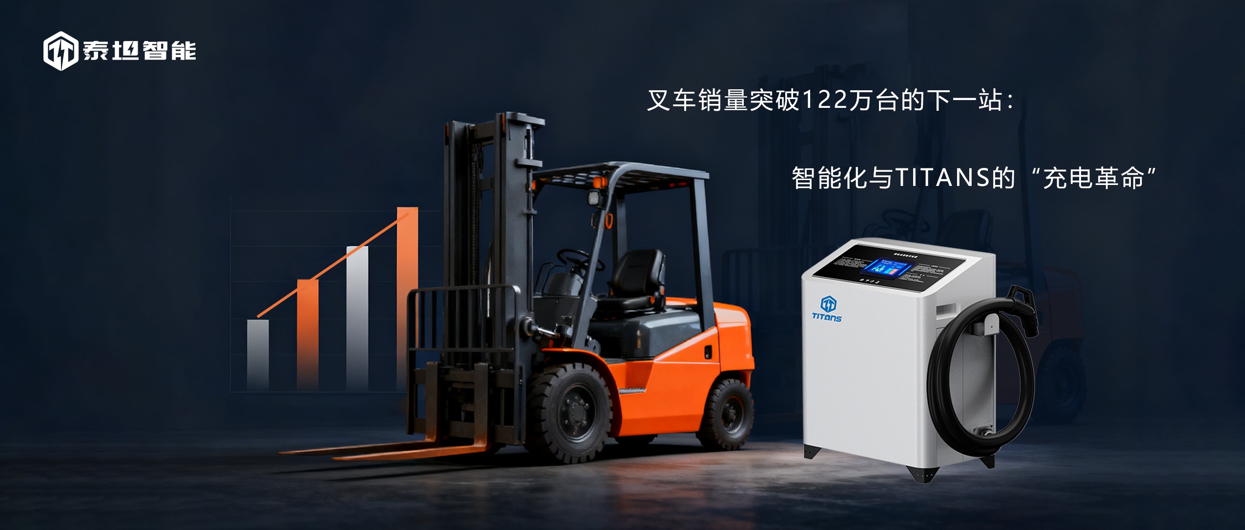 泰坦智能 | 叉车累计销量超122万台，提升30%充电效率！